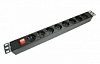 Блок розеток 19" 1U, 8 розеток, 220В, с выключателем